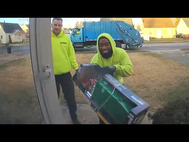 Sanitation Workers Surprise Two-Year-Old Who Loves Watching Them With Sweet Gift