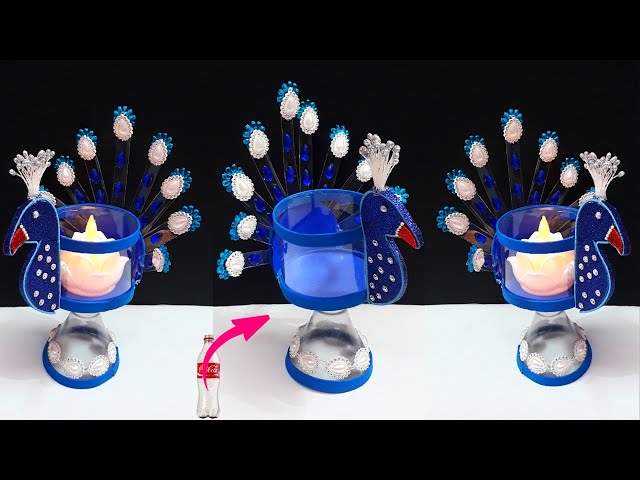DIY- Peacock Tealight holder made from Plastic Bottle & foam sheet| DIY home decoration ideas