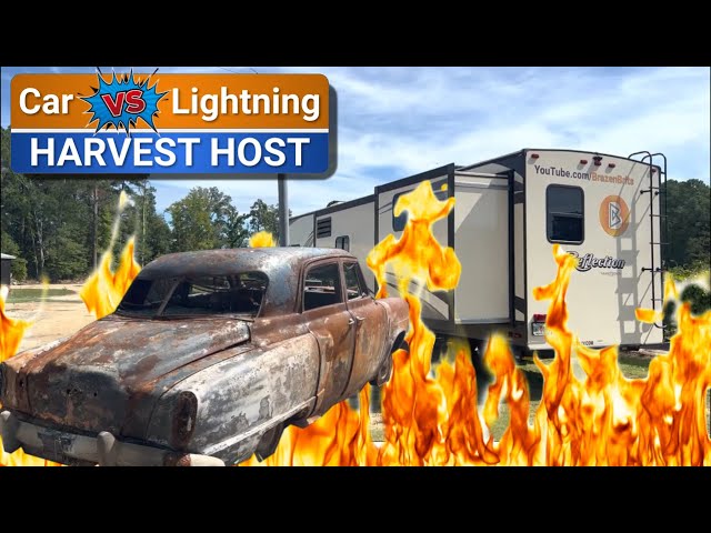 Car vs Fire - Harvest Hosts location burns!