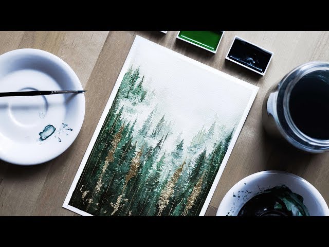 Famous PINTEREST  Forest Photo ♡ PAINT WITH ME || Watercolor Tutorial