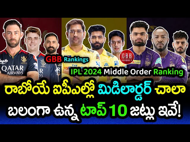 Strongest Middle Order Team In IPL 2024 | All Team Middle Order Strength Ranked | GBB Cricket