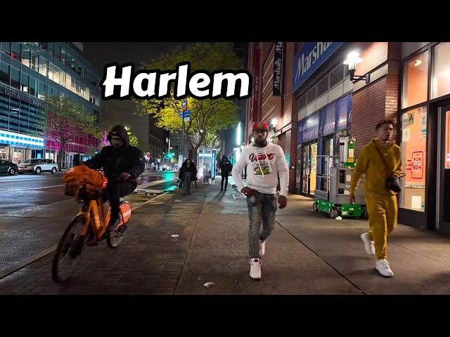 New York Street Tour - Central Harlem NYC Walkthrough Video At Night