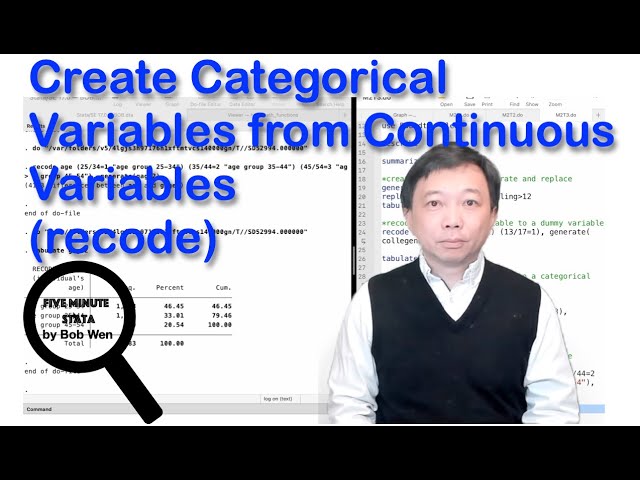 Create Categorical Variables from Continuous Variables (recode) | Stata Tutorials Topic 27