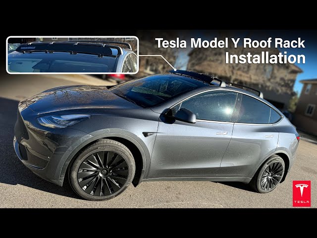 2023 Tesla Model Y Roof Rack Installation with Wind Deflector #tesla #teslamodely