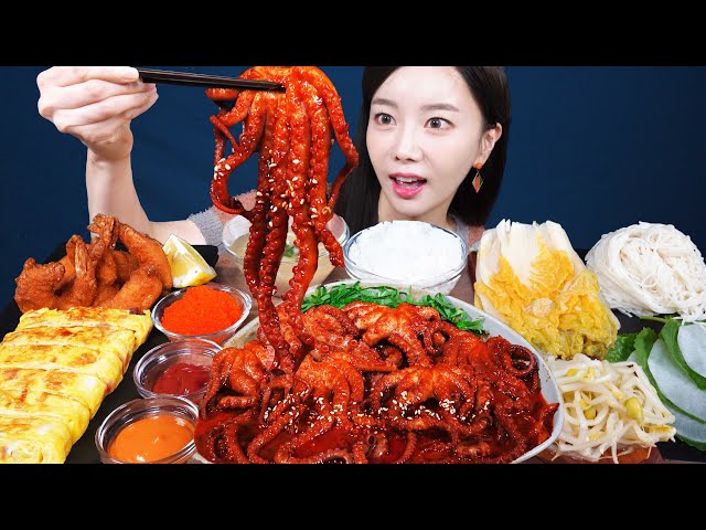 [Mukbang ASMR] Spicy Stir Fried Octopus 🐙 NakjiBokkeum  Seafood Bibimbap Korean Realsound Ssoyoung