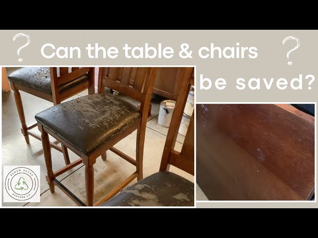 DIY How to refinish a bar table and reupholster chairs