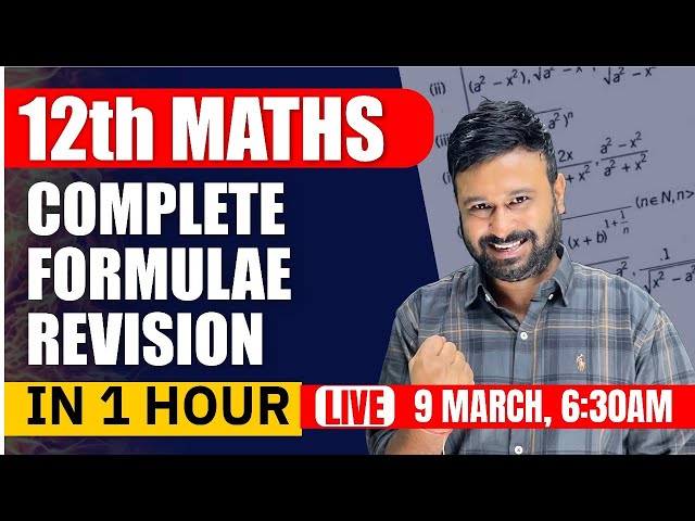 12th Maths Complete Formulae Revision 🔥In One Hour | Class 12 Maths Boards 2024