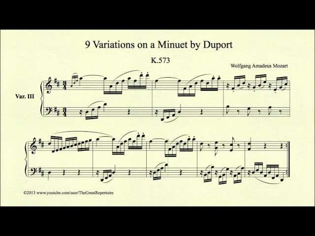 Mozart, 9 Variations on a Minuet by Duport, K 573, Var III
