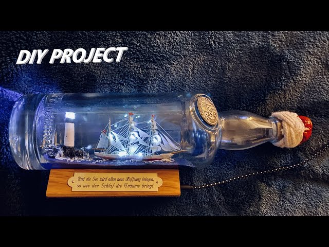 Ship in a bottle with LED Lighthouse homemade DIY selfmade - Glenlivet 21 Diorama
