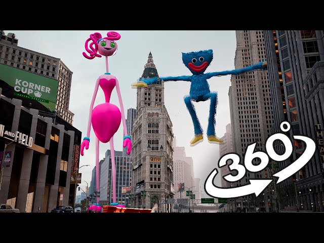 VR 360° GIANTS Mommy Long Legs and Huggy Wuggy attack in New-York!!