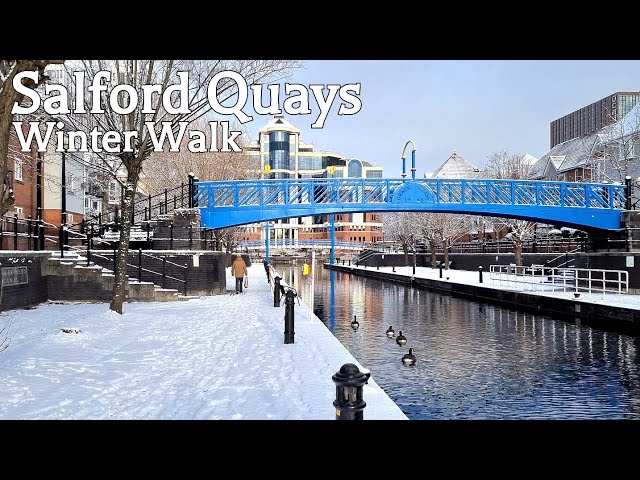 🇬🇧 MediaCityUK Winter Walk 4K, Salford, Greater Manchester England