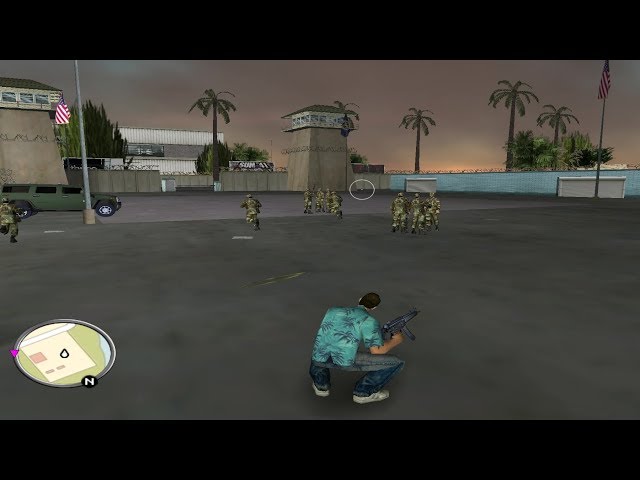 Grand Theft Auto: Vice City (Gta Vice City Army Base) Fight Army - Tommy Destroyed Army Tank
