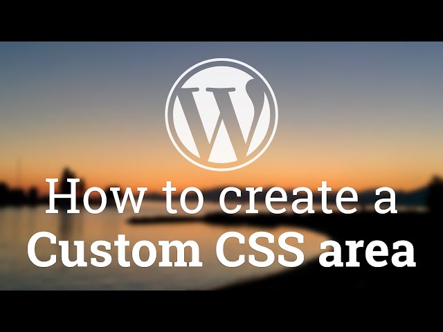 Part 13 - WordPress Theme Development - How to Create a Custom CSS area