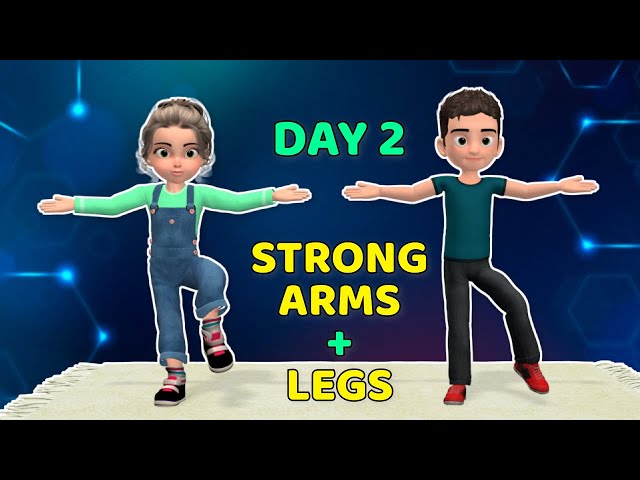 DAY 2 STRONG ARMS & LEGS: FAT BURNING KIDS WORKOUT