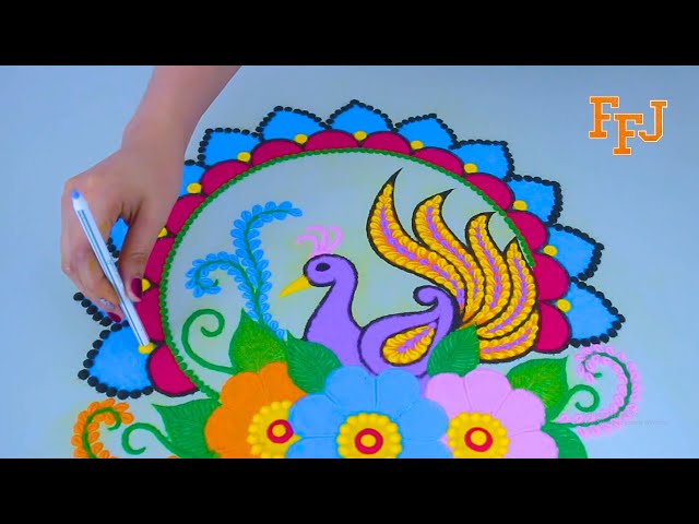 Amazing Rangoli Designs | Creative Rangoli Ideas For Diwali | Easy-Simple Peacock & Flower Arts