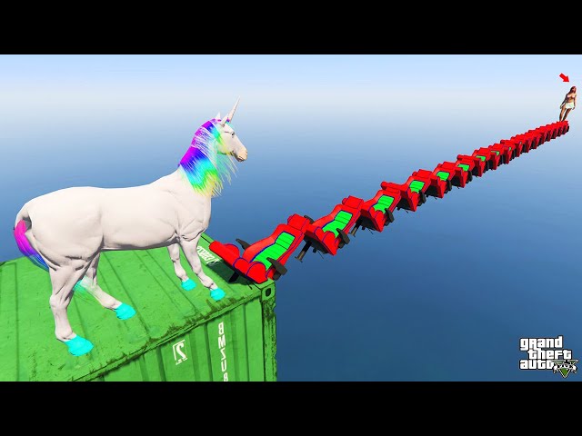 Parkour com Unicórnio Saltos - Unicorn (Horse) Parkour over Armchair & Beach Girls Falls - GTA 5