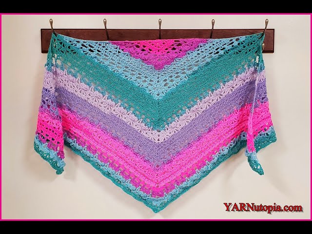 How to Crochet Tutorial: DIY Summer Breeze Triangle Shawl by YARNutopia