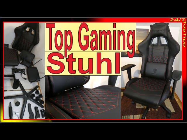 Dowinx Gamer Stuhl ✔ Unboxing Aufbau Sitzprobe [ Carbon Optik & rote Ziernähte ] Gaming Stuhl Review