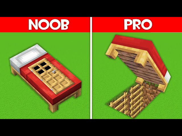 Minecraft Battle: BED HOUSE BUILD CHALLENGE - NOOB vs PRO vs HACKER vs GOD in Minecraft!