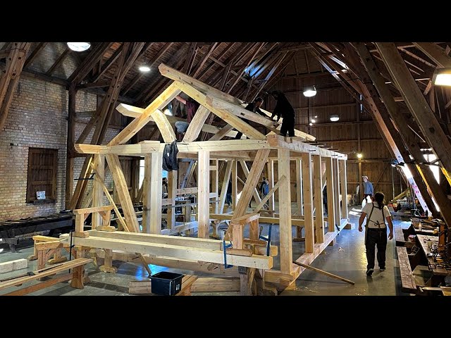 Northmen Guild's Timber Framing Course. Frame rising timelapse