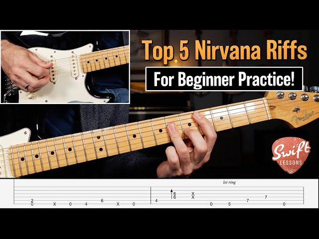 Top 5 Nirvana Practice Riffs - Beginner Guitar Lesson w/ Tabs!