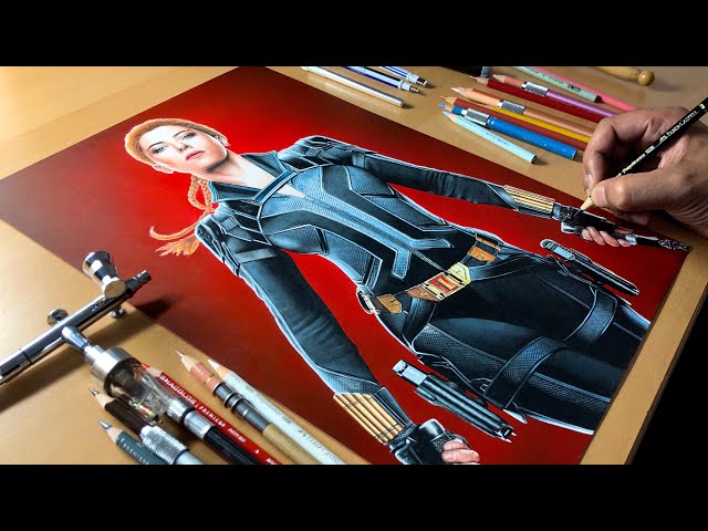 Drawing Black Widow (Scarlett Johansson) - Time-lapse | Artology