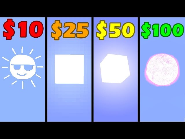 minecraft Sun for 0$ vs 10$ vs 25$ vs 50$ vs 100$ be like
