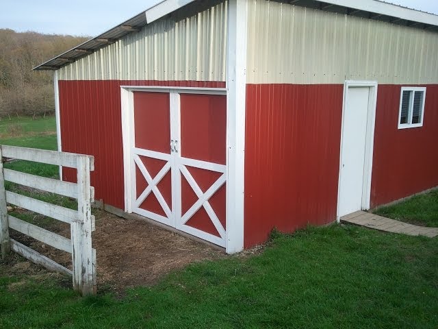 Building red barn doors with the "X" in them.