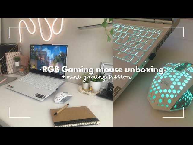 🦋 An aesthetic RGB gaming mouse unboxing + mini gaming session ☁️🌈