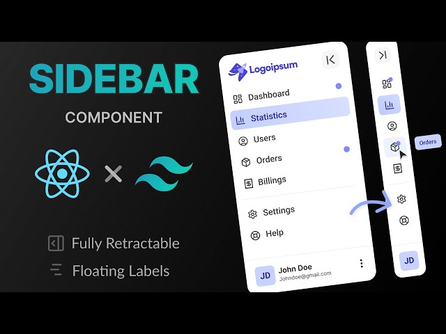 Build a Retractable Sidebar Component purely in ReactJS and TailwindCSS