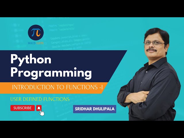 9 Introduction to Functions I |Python Basics -V |Python Programming for GATE DA|MACSGATE| Sridhar