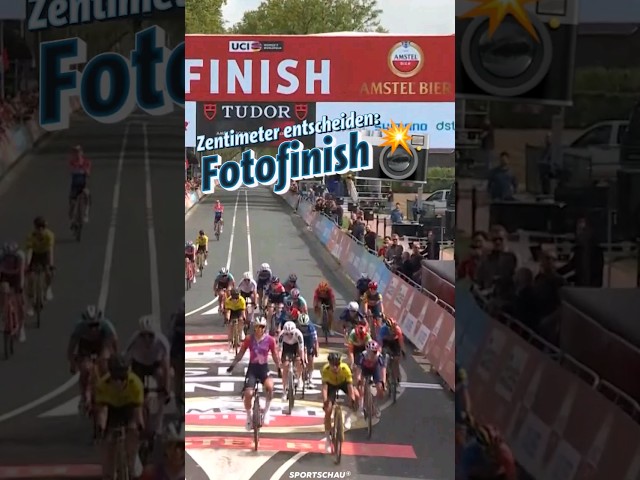 Fotofinish beim Amstel-Gold-Race: Zentimeter entscheiden | Sportschau #shorts