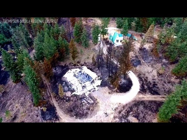 Drone video of wildfire destruction at Loon Lake, B.C.