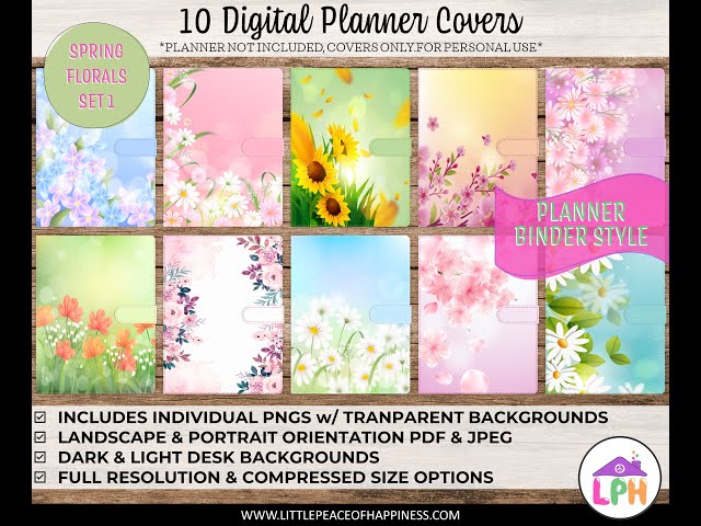 Product Video: Digital Planner Cover with Flowers | Planner Binder Style | Floral Digital Cover #1