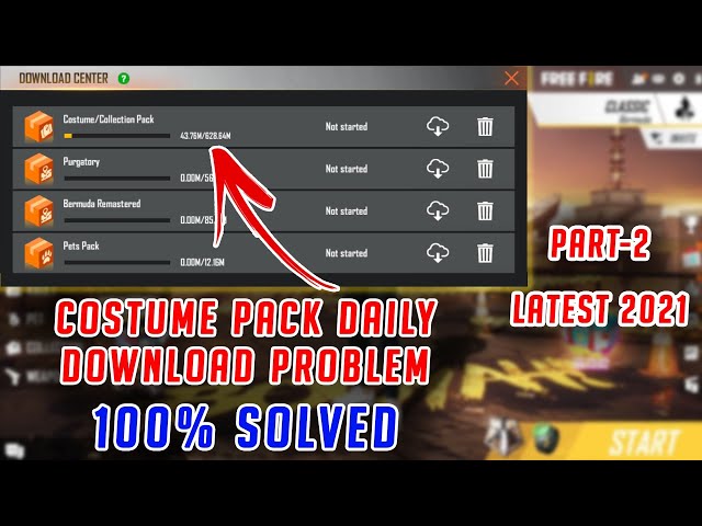 Free fire costume pack daily download problems solve | How to solve free fire expansion pack problem