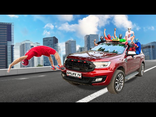 SpiderMan Bros Destroy Deadpool's Taxi Car ( Comedy SuperHero Battle ) By Splife TV