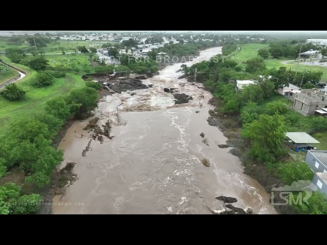 09-19-2022 Santa Isabel, PR - Coamo River Flow - Drone - Hurricane Fiona Flooding