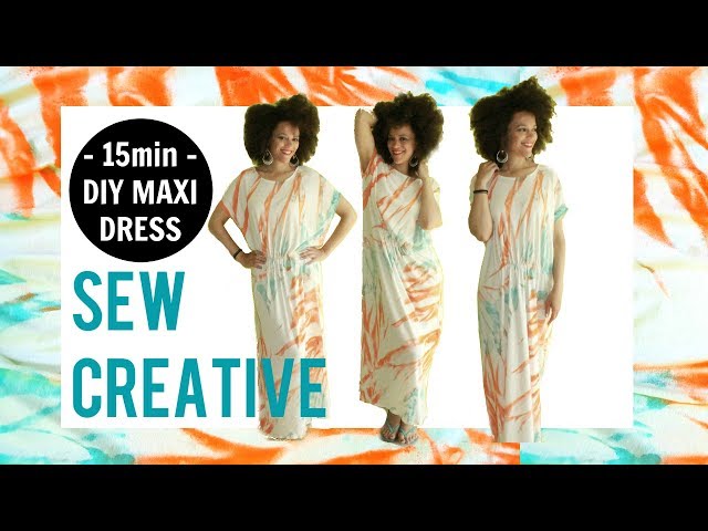 How-To | DIY MAXI DRESS IN 15MIN 🇭🇹  #SEWUNITED 4 Haiti 🇭🇹  Tie Dye Fabric