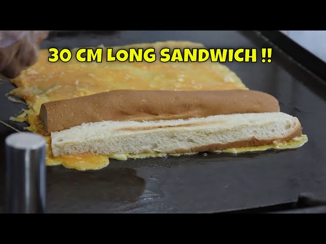 Long Omelette Burger Sandwich | Roti Si John | Indonesian Street Food