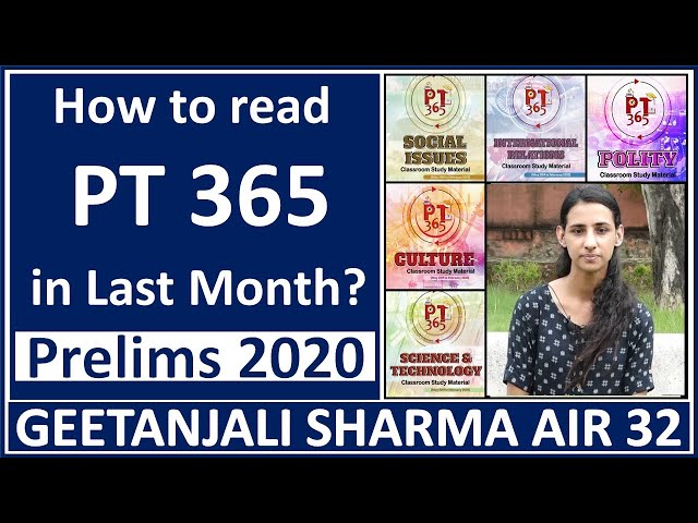 How to Read PT 365? by Geetanjali Sharma | UPSC Prelims 2020 |  Current Affairs 2020