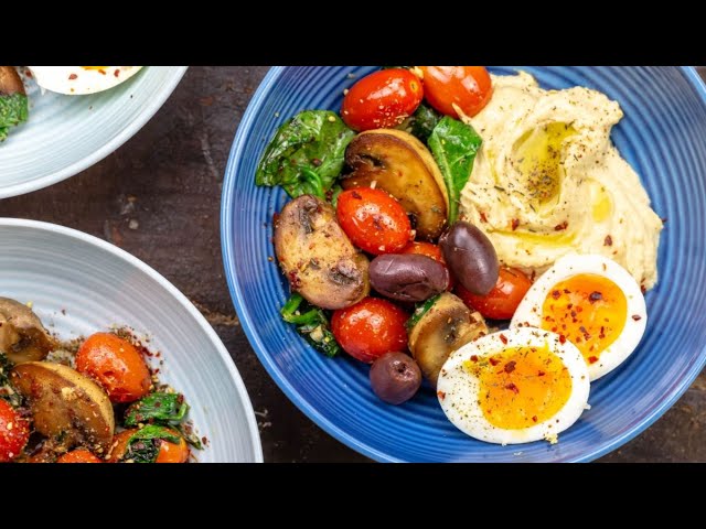 Easy Mediterranean breakfast bowls with Hummus and Eggs