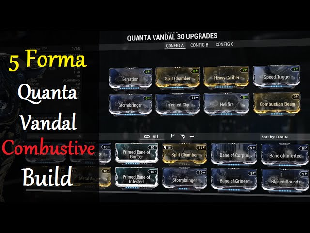 Warframe Weapon Builds - Combustive Quanta Vandal Build (5 Forma)