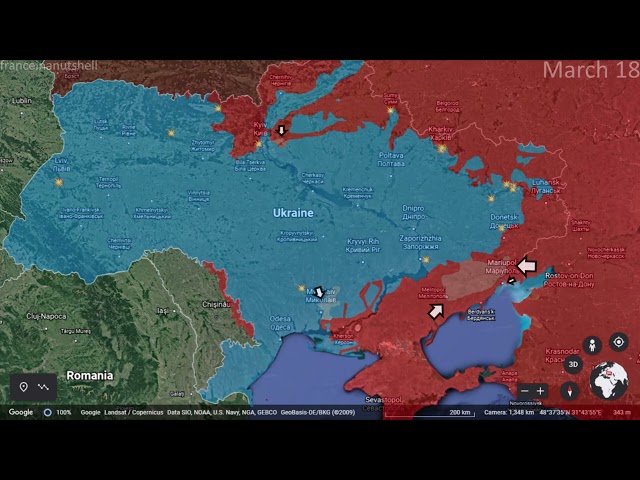 Russo-Ukrainian War: March 18 Mapped using Google Earth