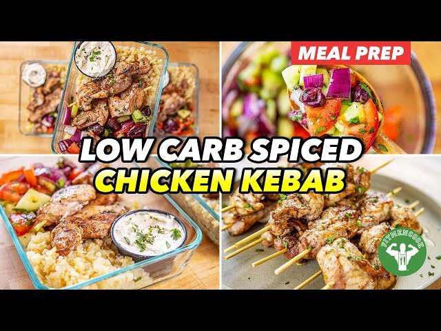 Mediterranean Meal Prep - Low Carb Spicy Chicken Kebab Lunchbox