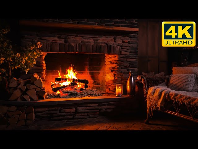 🔥 Fireplace Burning Logs (24 Hours) with Crackling Fire Sounds | Relaxing Fireplace Burning 4K UHD