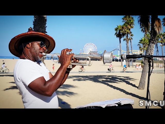 Masterful Trumpet Rendition: Lionel Jean-Baptiste M.Ed. Charms Santa Monica Beachgoers