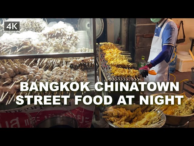 【4K】Walking in Street Food in Bangkok Chinatown at night of 2021