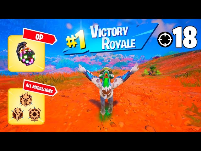 High Elimination Solo Win Gameplay | ALL MEDALLIONS | Fortnite Chapter 5 Season 3 Zero Builds