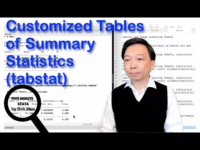Customized Tables of Summary Statistics (tabstat) | Stata Tutorials Topic 21