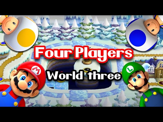 New Super Mario Bros. Wii – 4 Players Walkthrough Co-Op World 3 #2